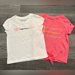Champion Girls' White & Coral Logo Tee Set. 
Girl’s size 2T. Like New